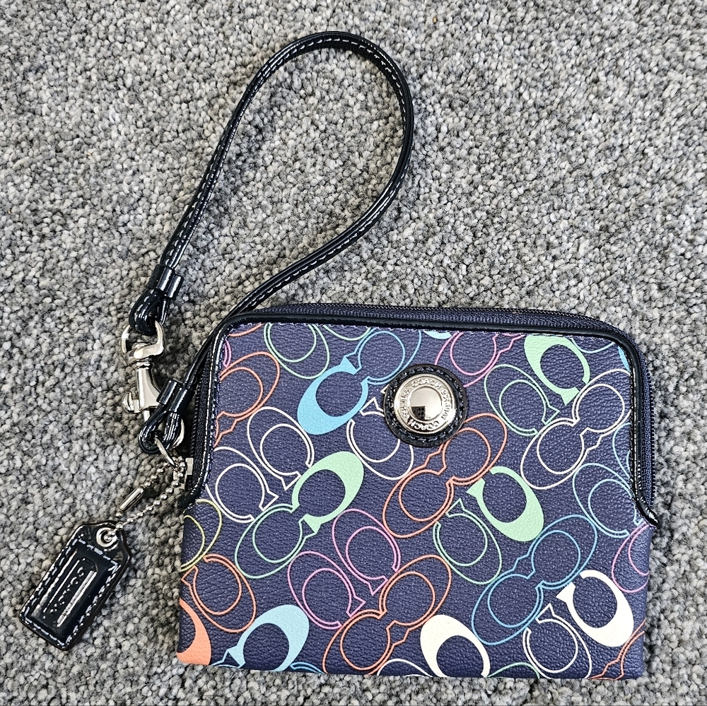 Coach Teal Wristlet with Silver Accents